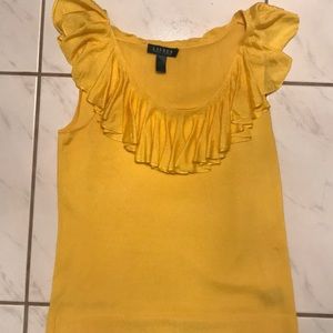 Yellow sleeveless Ralph Lauren Ruffled blouse